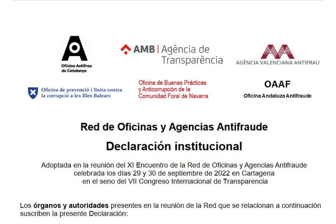 XI Encuentro de la Red Estatal de Agencias y Oficinas Antifraude